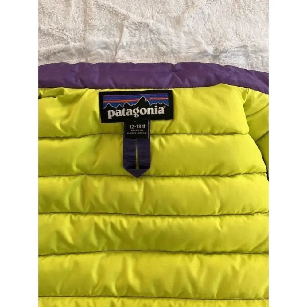 Patagonia Kids Purple Puffy Vest with Yellow Zippers